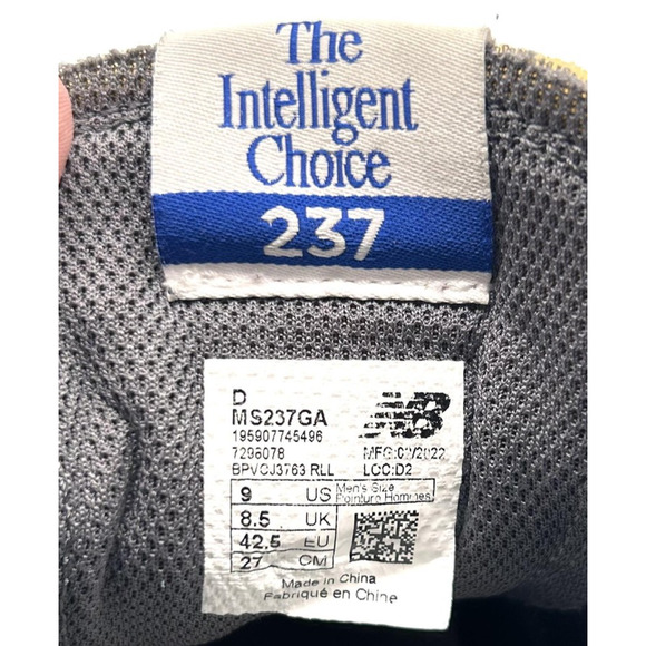 New Balance 237 Shoes Mens Size 9 Black White Suede Nylon Retro Running MS237GA - Picture 10 of 10